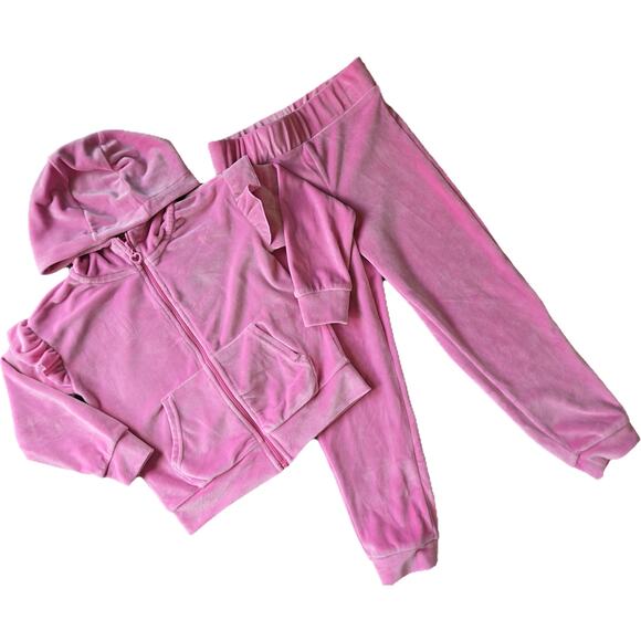 Toddler Girl 4T Pink Zip-up Hoodie Outfit - Picture 1 of 1